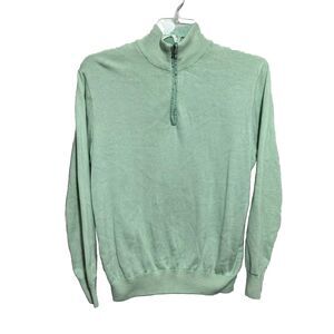 Charleston Threads Mens Green 1/3 Zip Sweater Sz L 100% Cotton